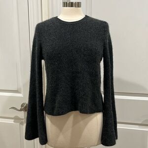 Leo & Sage 100% Cashmere Long Bell Sleeve Dark Gray Women's Size Large
